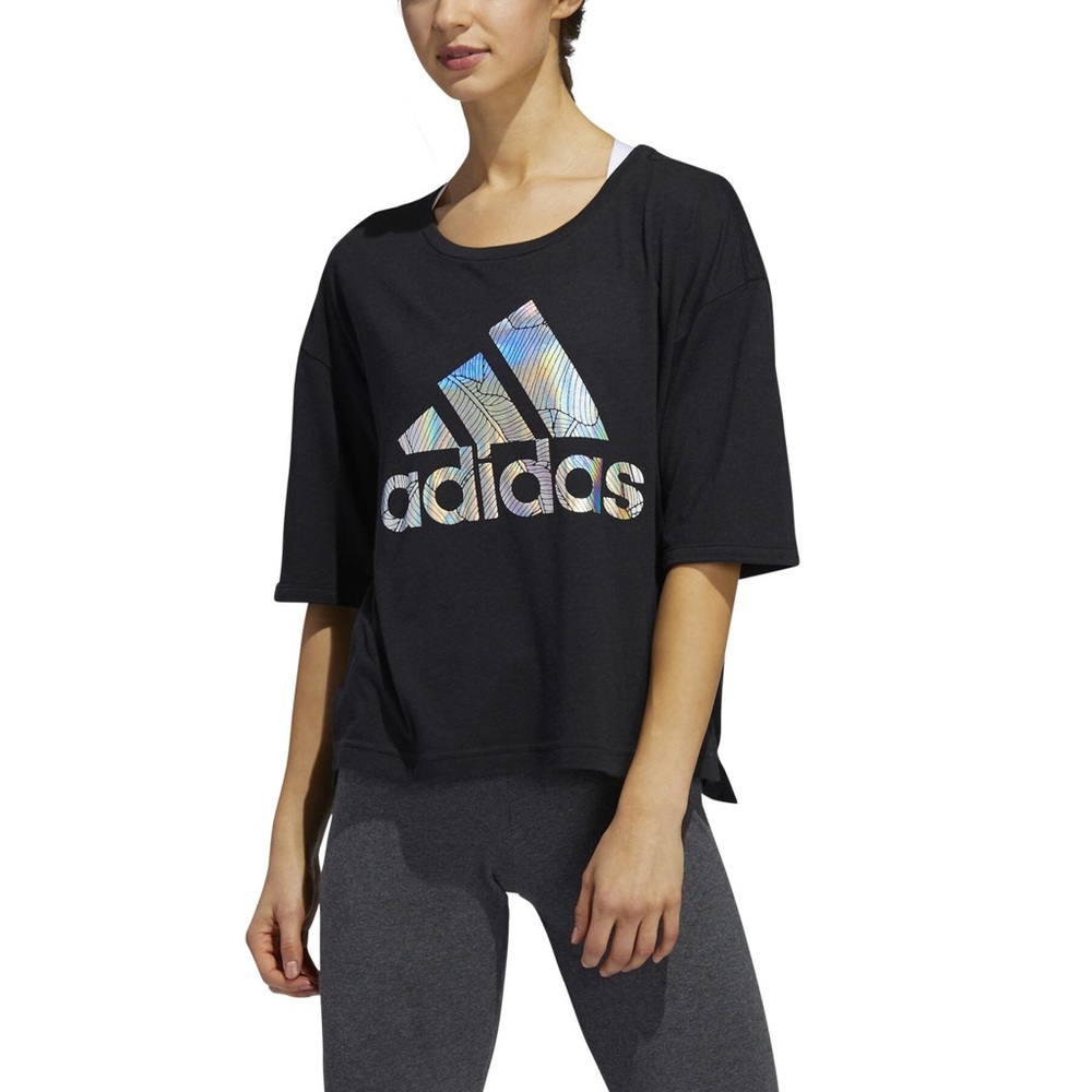 Adidas Badge of Sport Holographic Logo Tee Black Size M